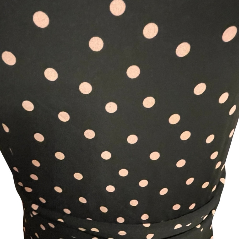 By Design Elegant Black and Pink Polka Dot Midi Dress - Picture 3 of 4